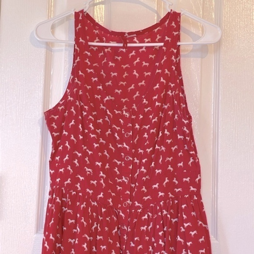 H&M Divided Sleeveless Front Snap Dress with White Horses, Size 6